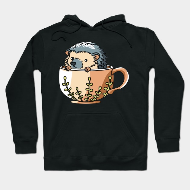 A cute hedgehog in a cup Hoodie by theanimaldude